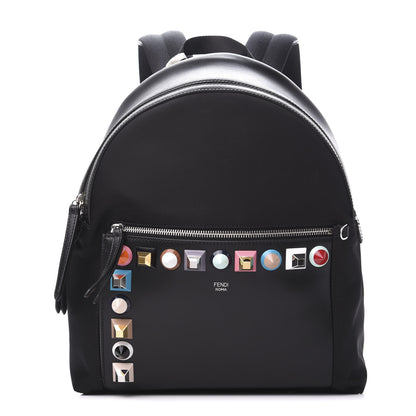 Fendi Vitello Nylon Studded Backpack Black 1 of 9