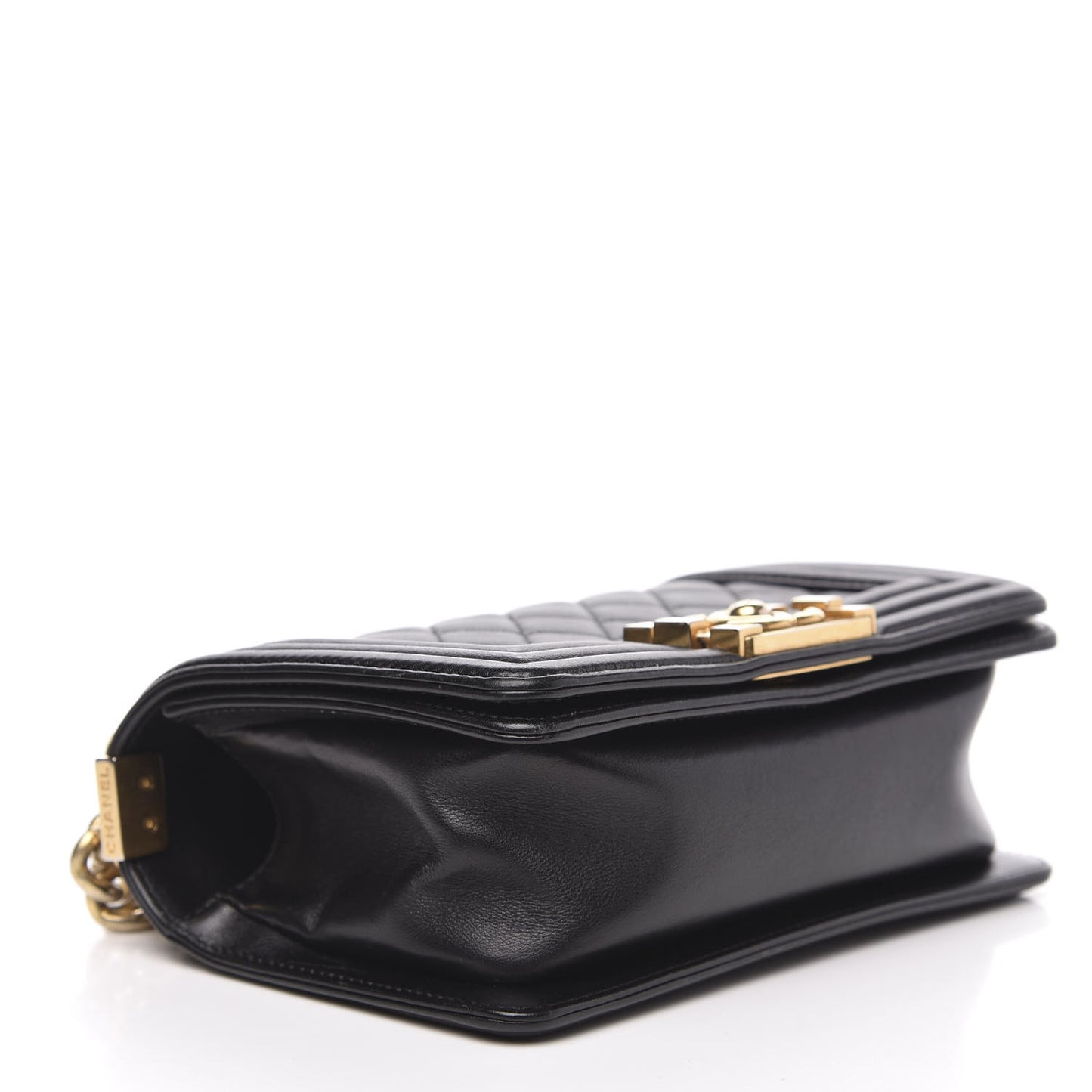 Lambskin Quilted Small Boy Flap Black