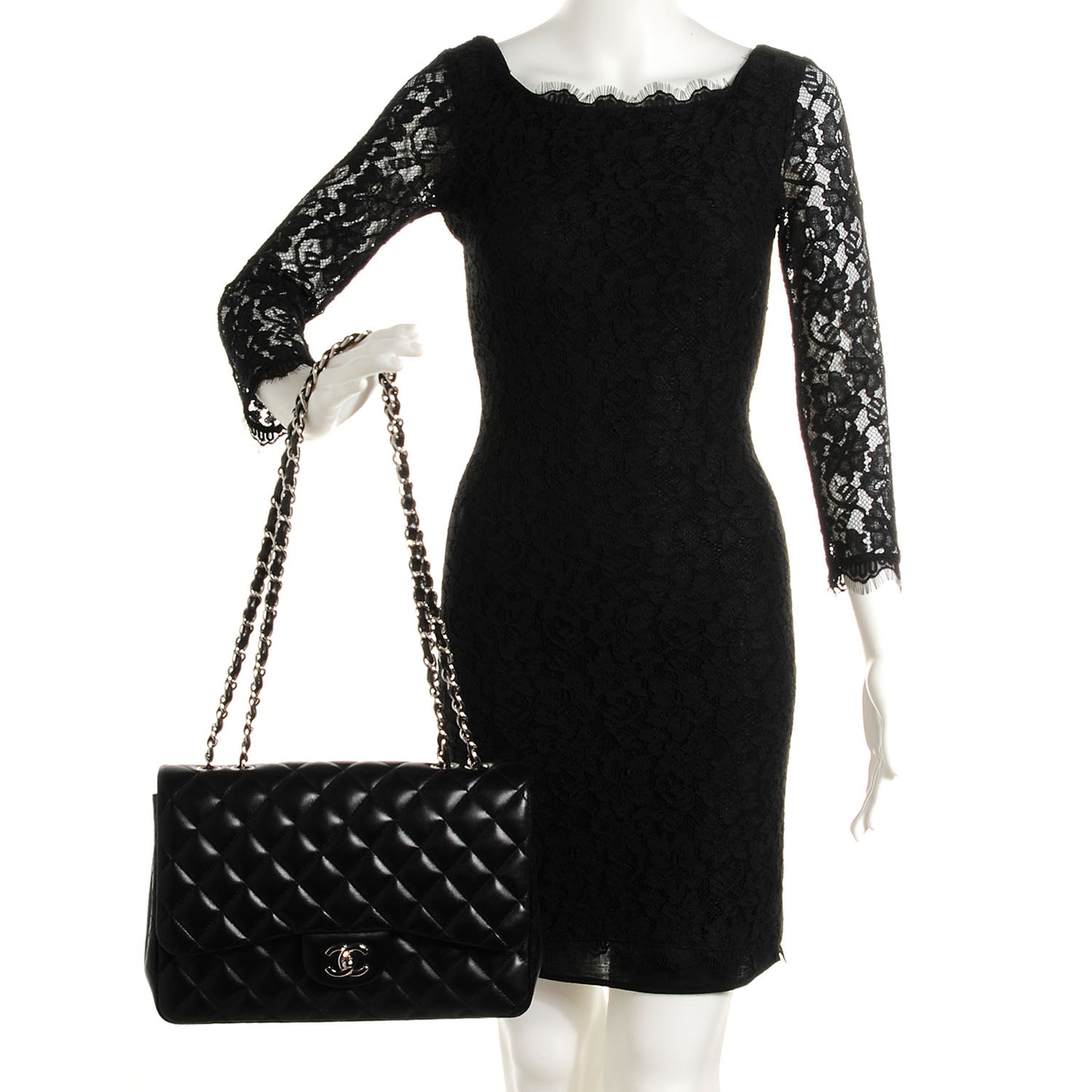 Lambskin Quilted Jumbo Single Flap Black
