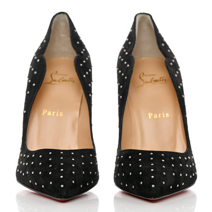 Christian Louboutin Veau Velours Studded Hot Chick 100 Pumps 38 Black Silver 2 of 13