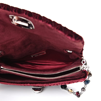 Miu Miu Velluto Matelasse Crystal Flap Clutch Bordeaux 4 of 9