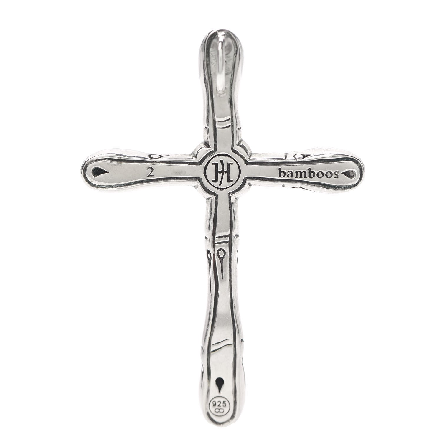 John Hardy Sterling Silver Black Sapphire Bamboo Cross Pendant 3 of 3