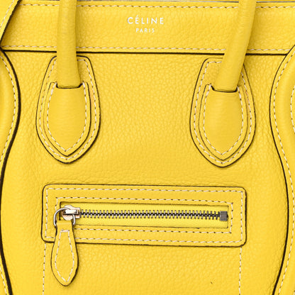 Celine Drummed Calfskin Nano Luggage Citron 7 of 11