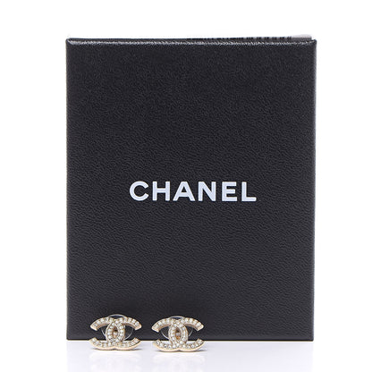 Chanel Crystal CC Earrings Gold 5 of 5