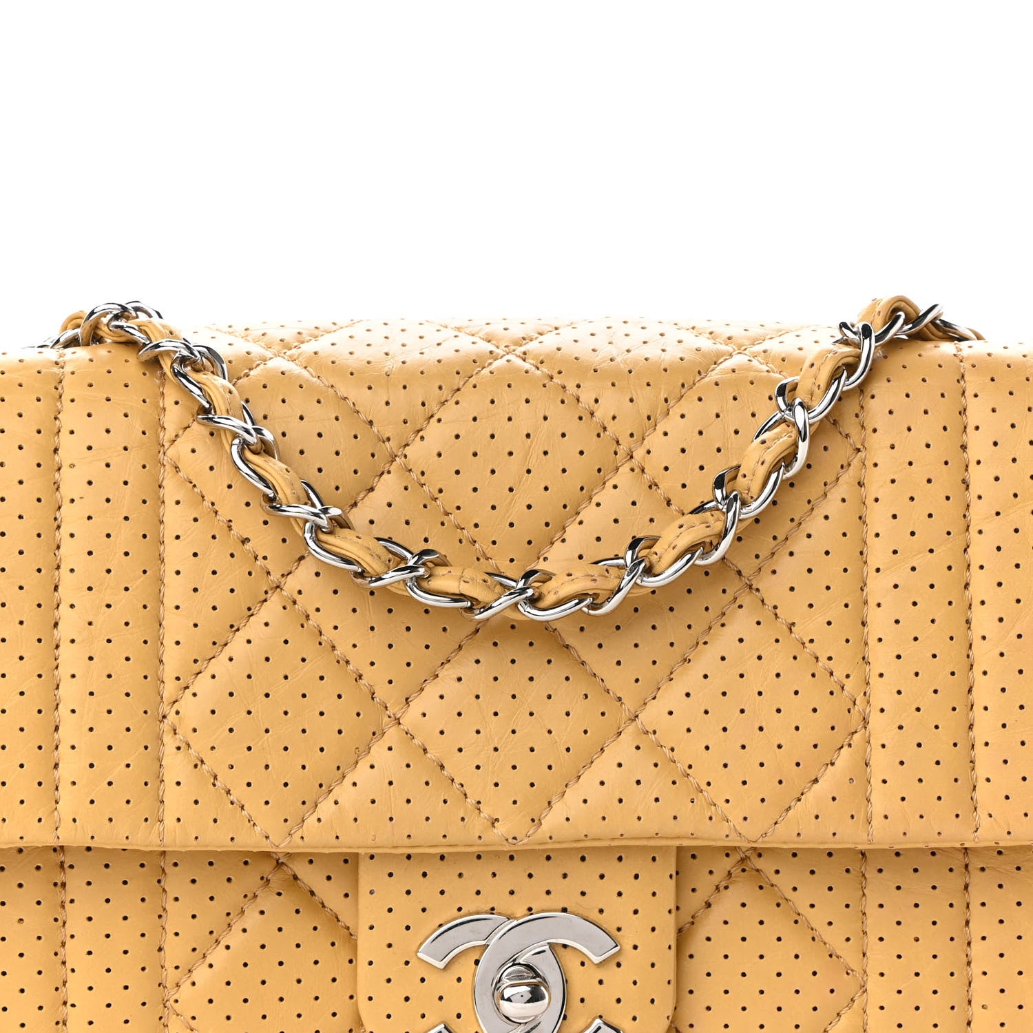 Chanel Aged Calfskin Perforated Flap Beige 9 of 11