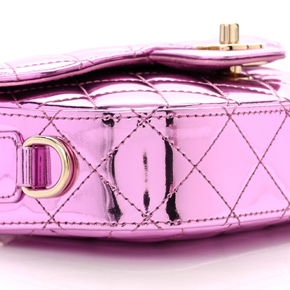 Chanel Mirror Calfskin Metallic Calfskin Quilted Hollywood Boulevard Mini Flap With Coin Purse Light Purple 10 of 11