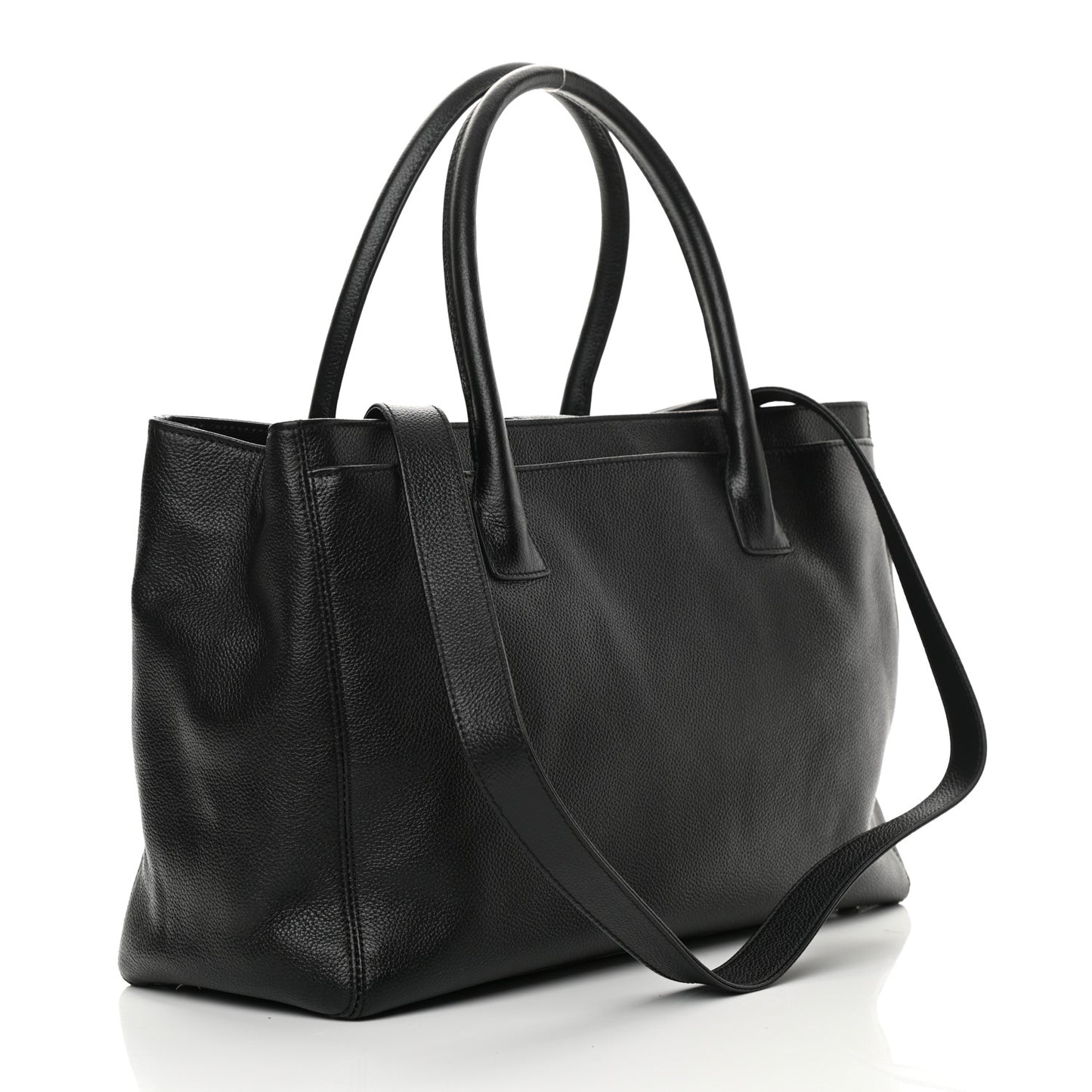 Calfskin Cerf Executive Shopper Tote Black
