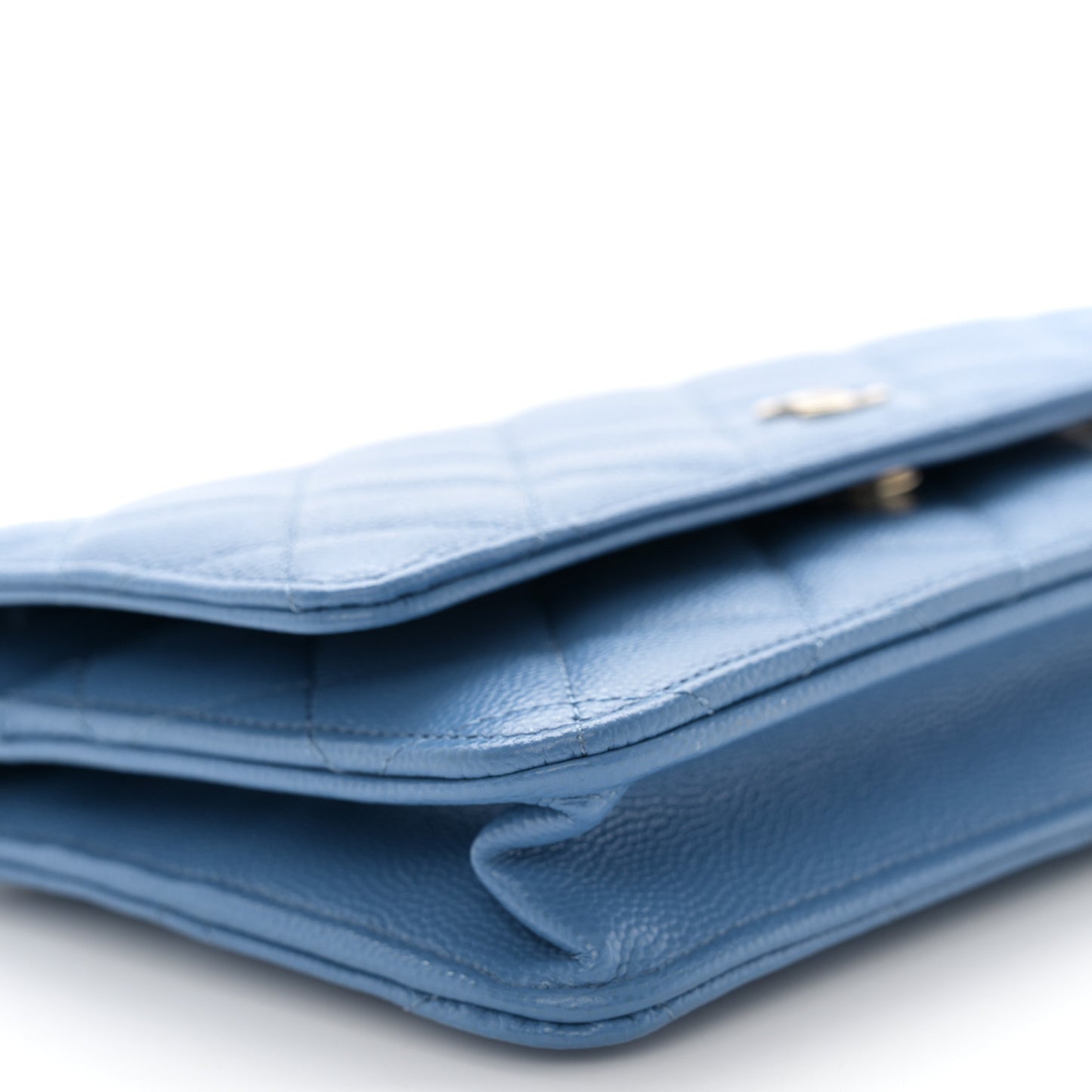 Caviar Quilted Wallet on Chain WOC Blue