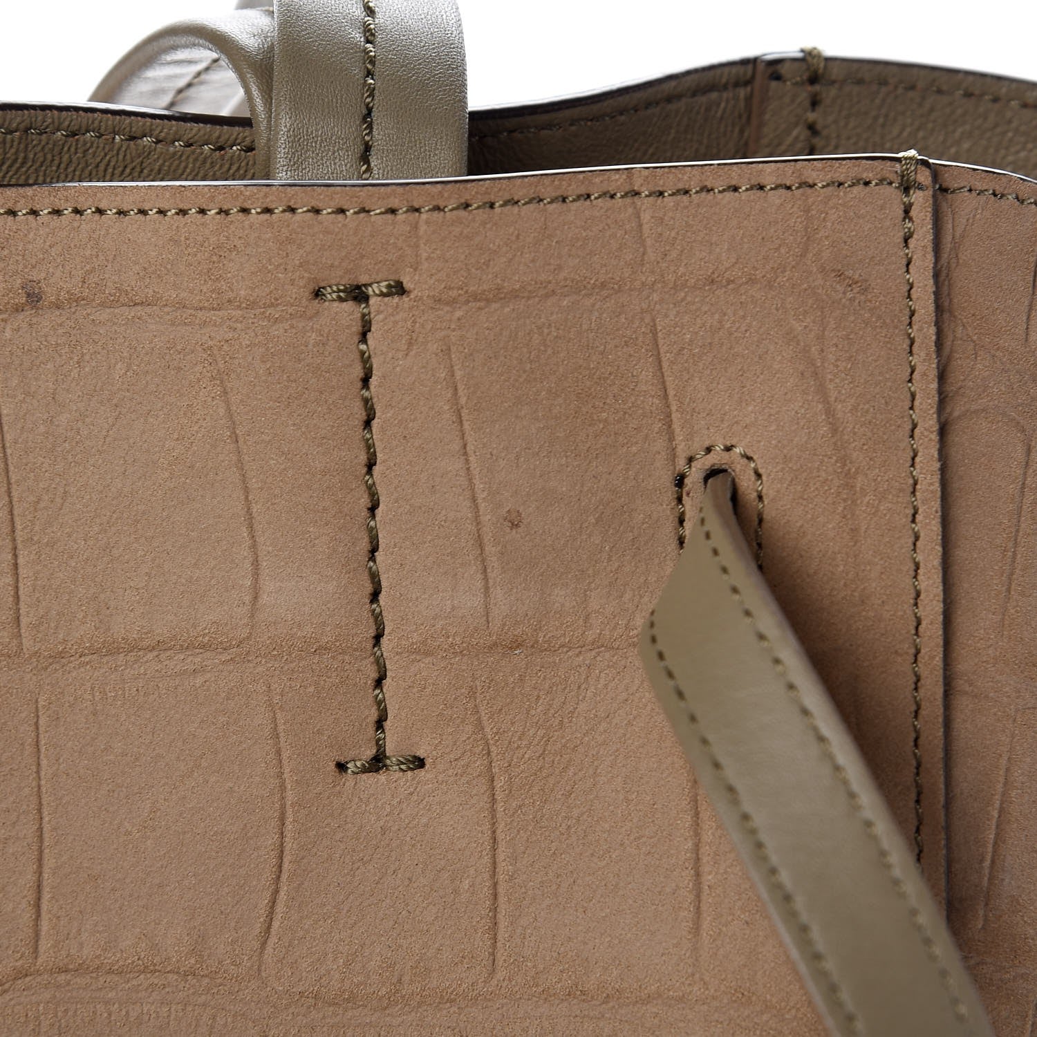 Celine Crocodile Embossed Nubuck Small Belt Cabas Phantom Beige 9 of 10