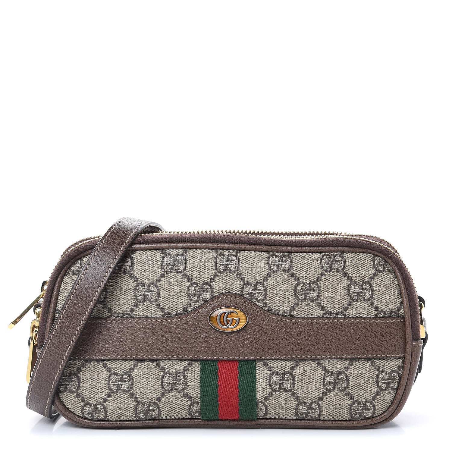 Gucci GG Supreme Monogram Web Mini Ophidia GG Bag Brown 1 of 14