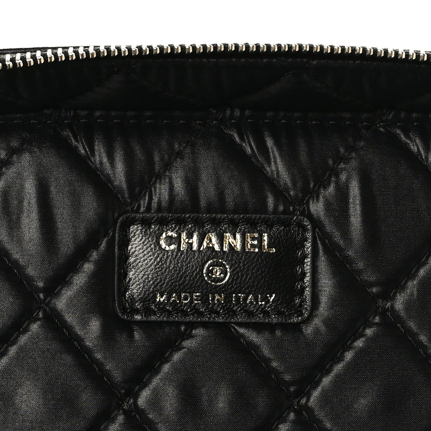 Lambskin Quilted Large Vanity Pouch Black