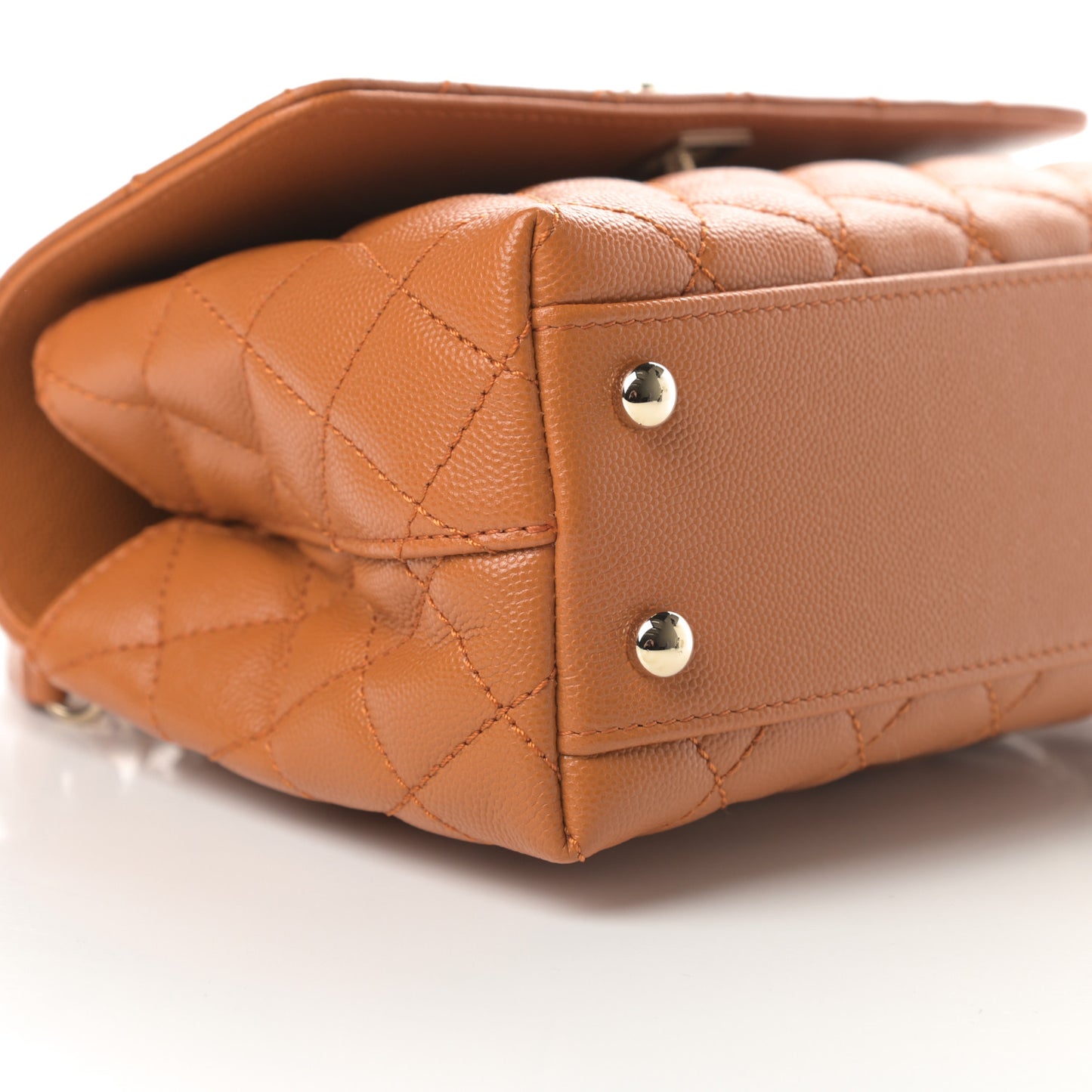 Caviar Quilted Mini Coco Handle Flap Light Brown