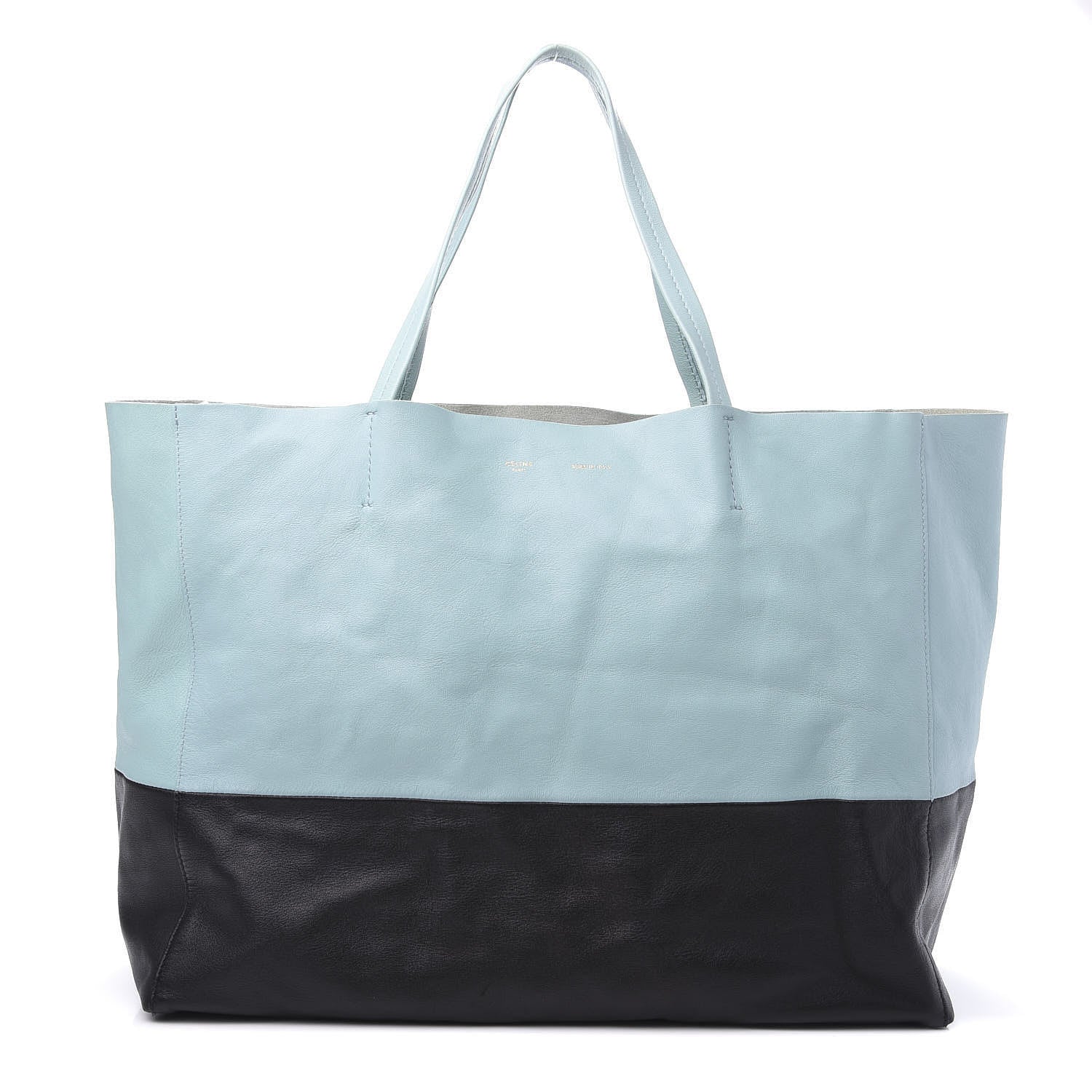 Celine Lambskin Horizontal Bi-Color Cabas Black Glacier 1 of 11