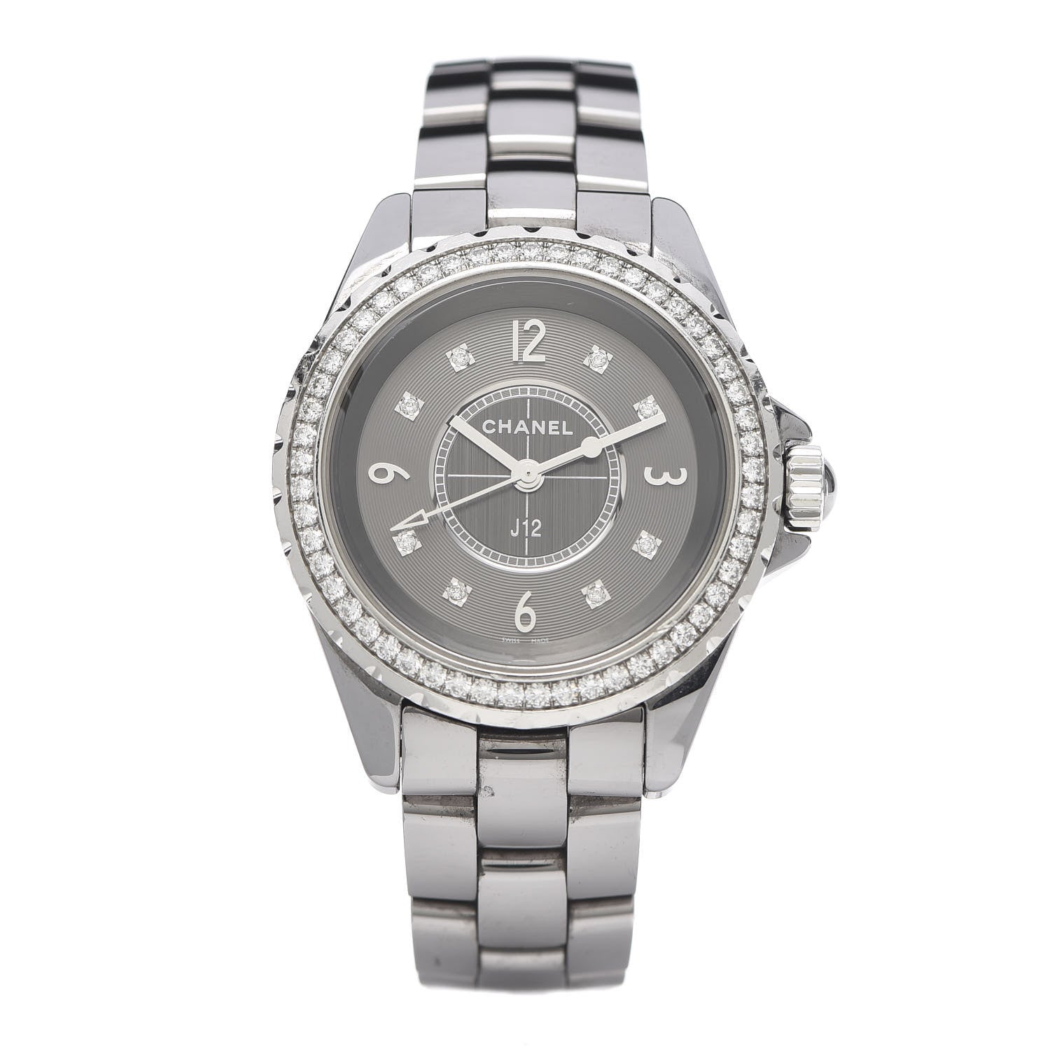 Chanel Titanium Ceramic Diamond Bezel 33mm J12 Quartz Watch 1 of 7