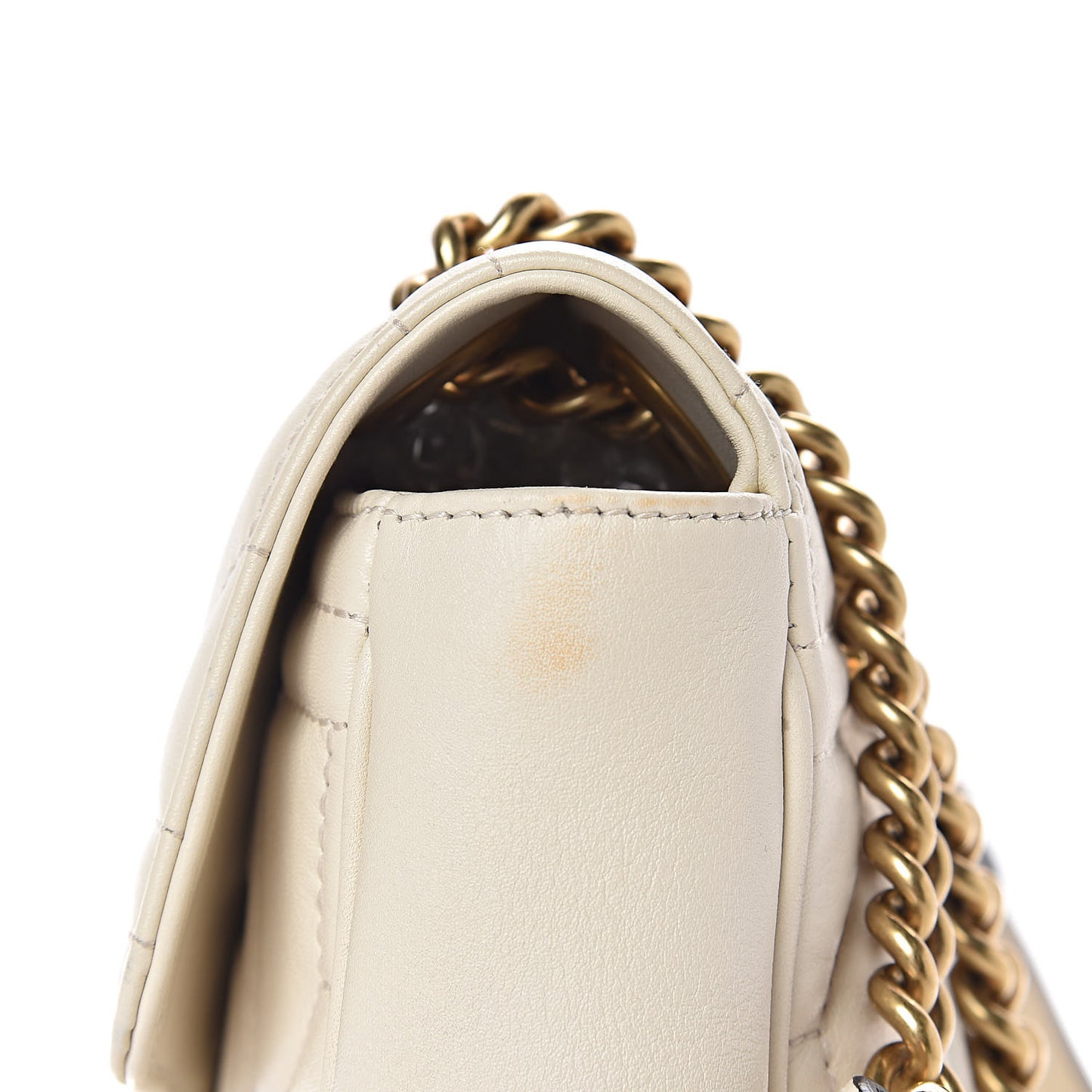 Calfskin Matelasse Studded Medium GG Marmont Shoulder Bag White