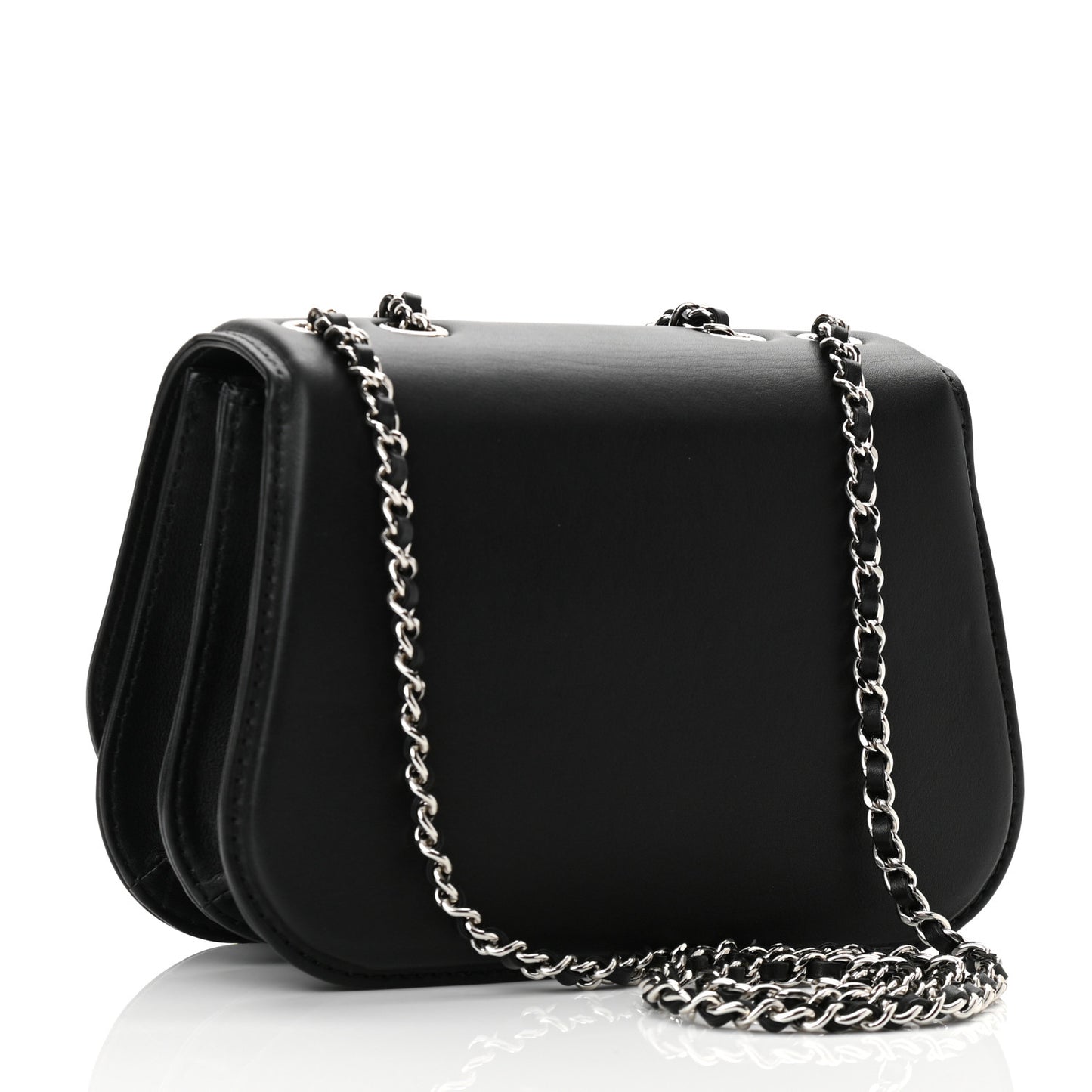 Calfskin Braided Small Chic Flap Black