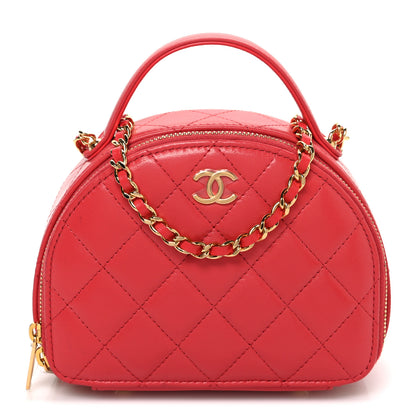Chanel Lambskin Quilted Small Chic Riviera Top Handle Vanity Case Red 1 of 10
