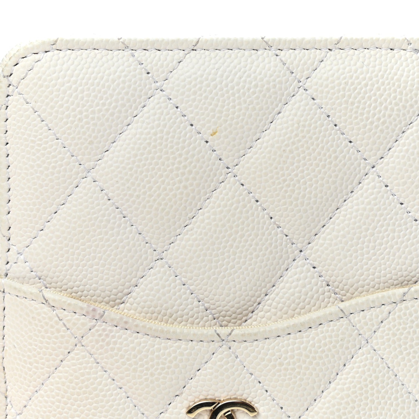 Caviar Quilted Classic Flat Wallet Pouch White