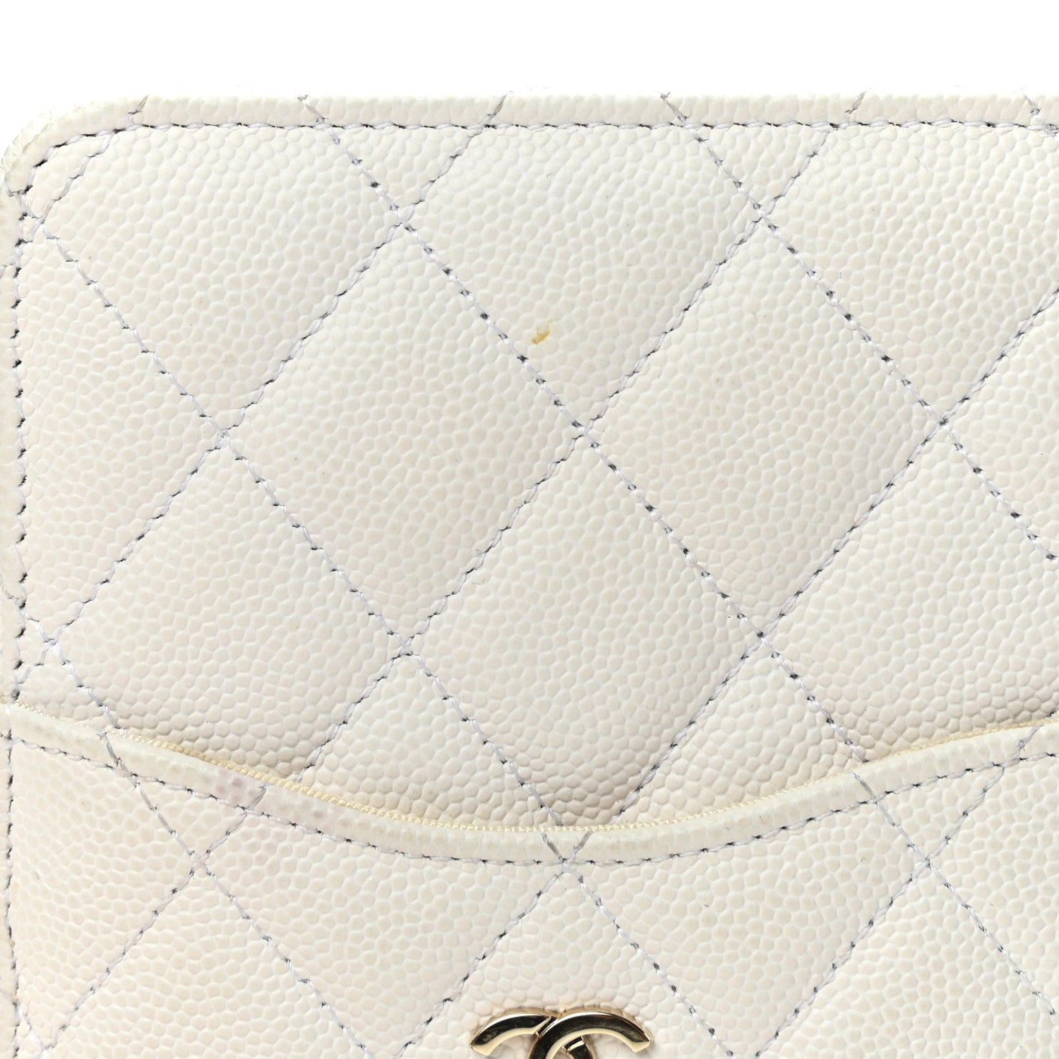Chanel Caviar Quilted Classic Flat Wallet Pouch White 16 of 17