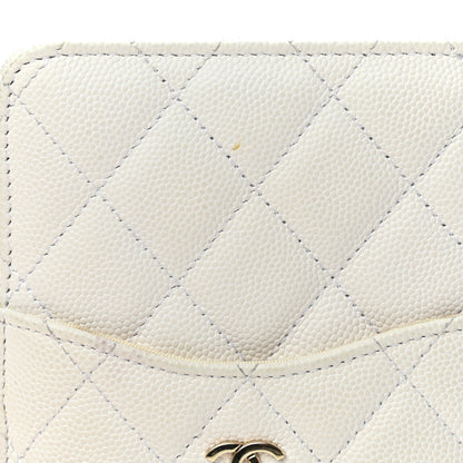 Chanel Caviar Quilted Classic Flat Wallet Pouch White 16 of 17