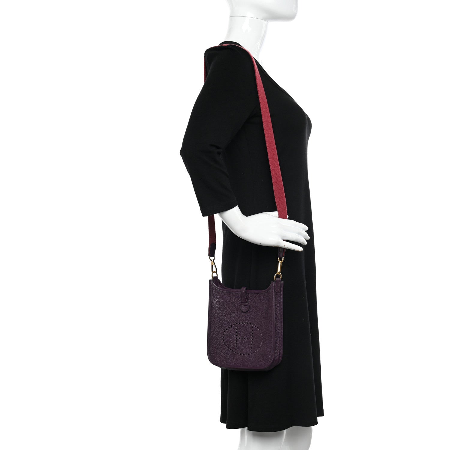 Hermes Taurillon Clemence Amazone Evelyne TPM Cassis Rouge Grenat 2 of 10