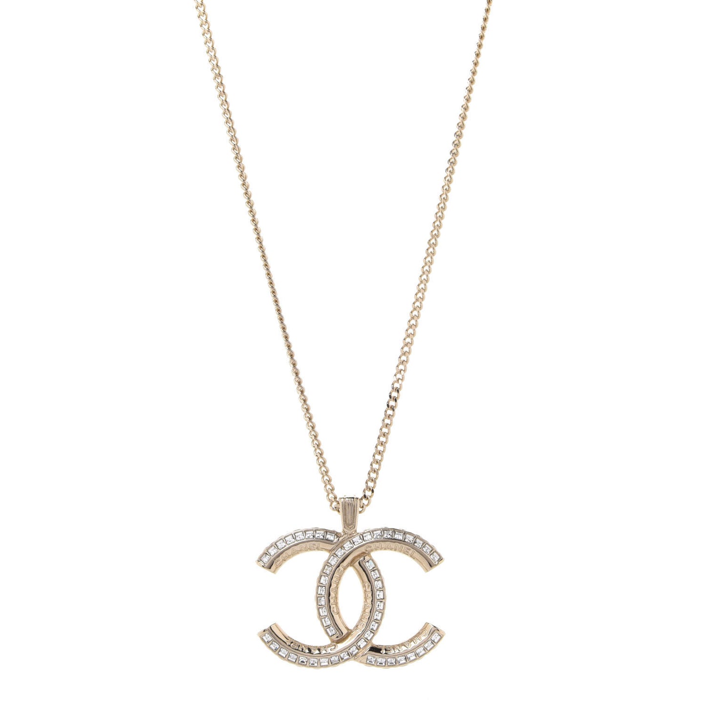 Crystal CC Pendant Necklace Gold