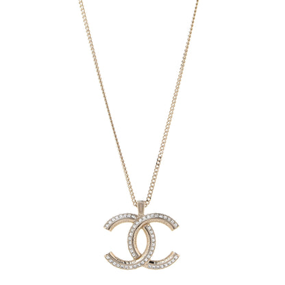 Chanel Crystal CC Pendant Necklace Gold 1 of 6