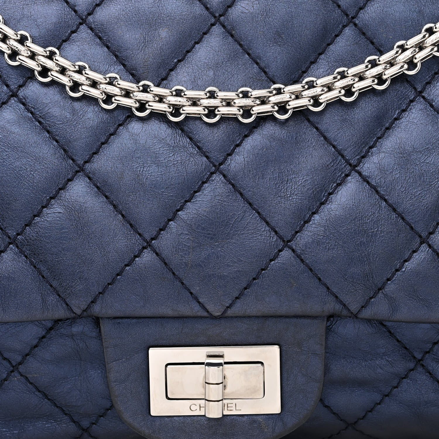 Chanel Aged Calfskin Quilted 2.55 Reissue 227 Flap Navy Blue 8 of 13