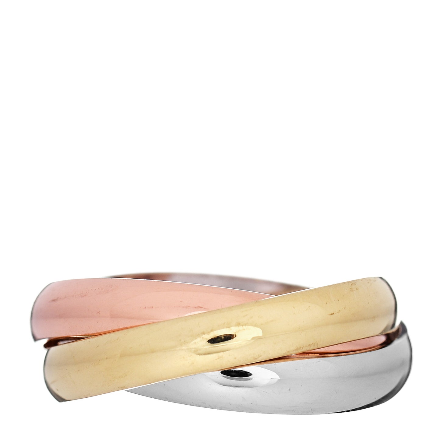 18K Pink Yellow White Gold Classic Les Must De Cartier Trinity Ring 52 6