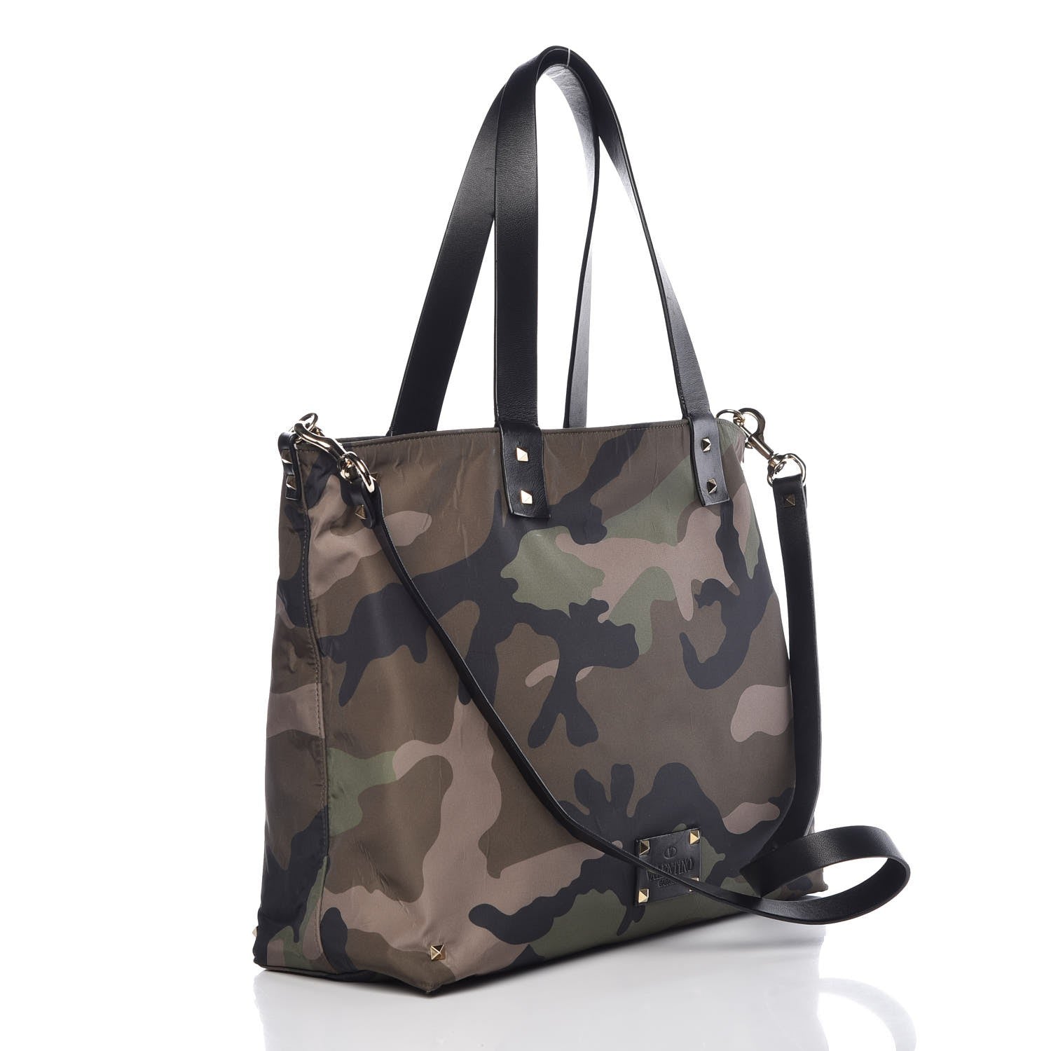 Valentino Garavani Nylon Camouflage Rockstud Reversible Tote Green Blue Fluo 5 of 14