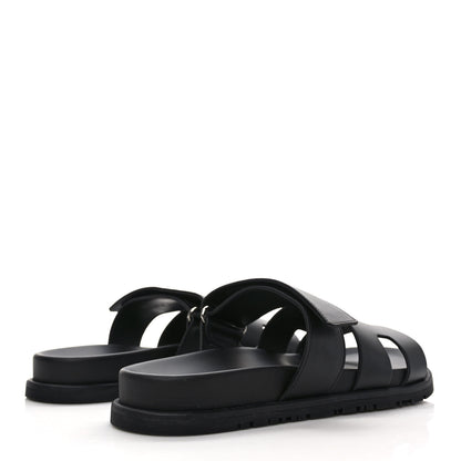 Hermes Calfskin Womens Chypre Sandals 39.5 Black 4 of 9