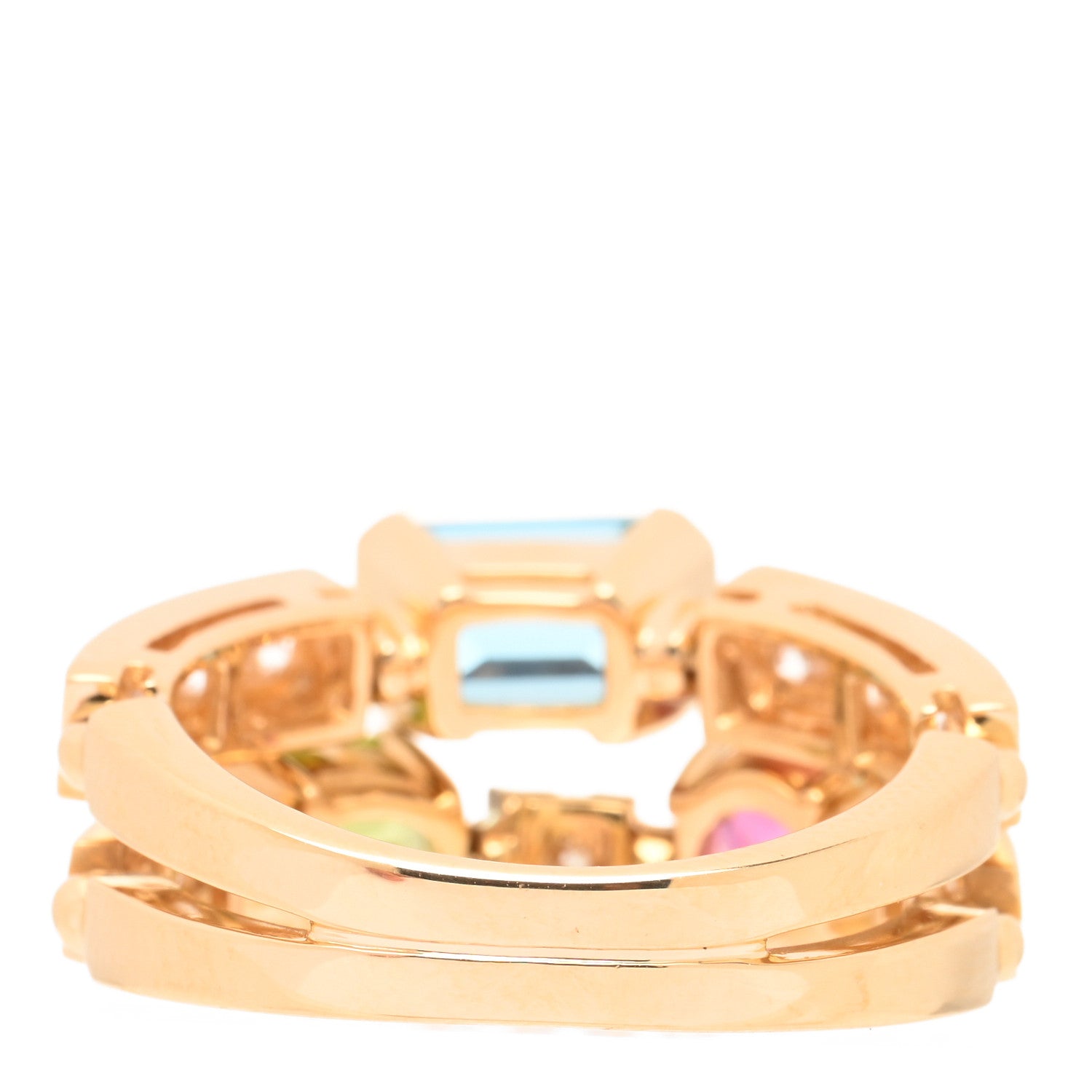 Bulgari 18K Yellow Gold Diamond Multi Gemstone Allegra Ring 51 5.75 3 of 4