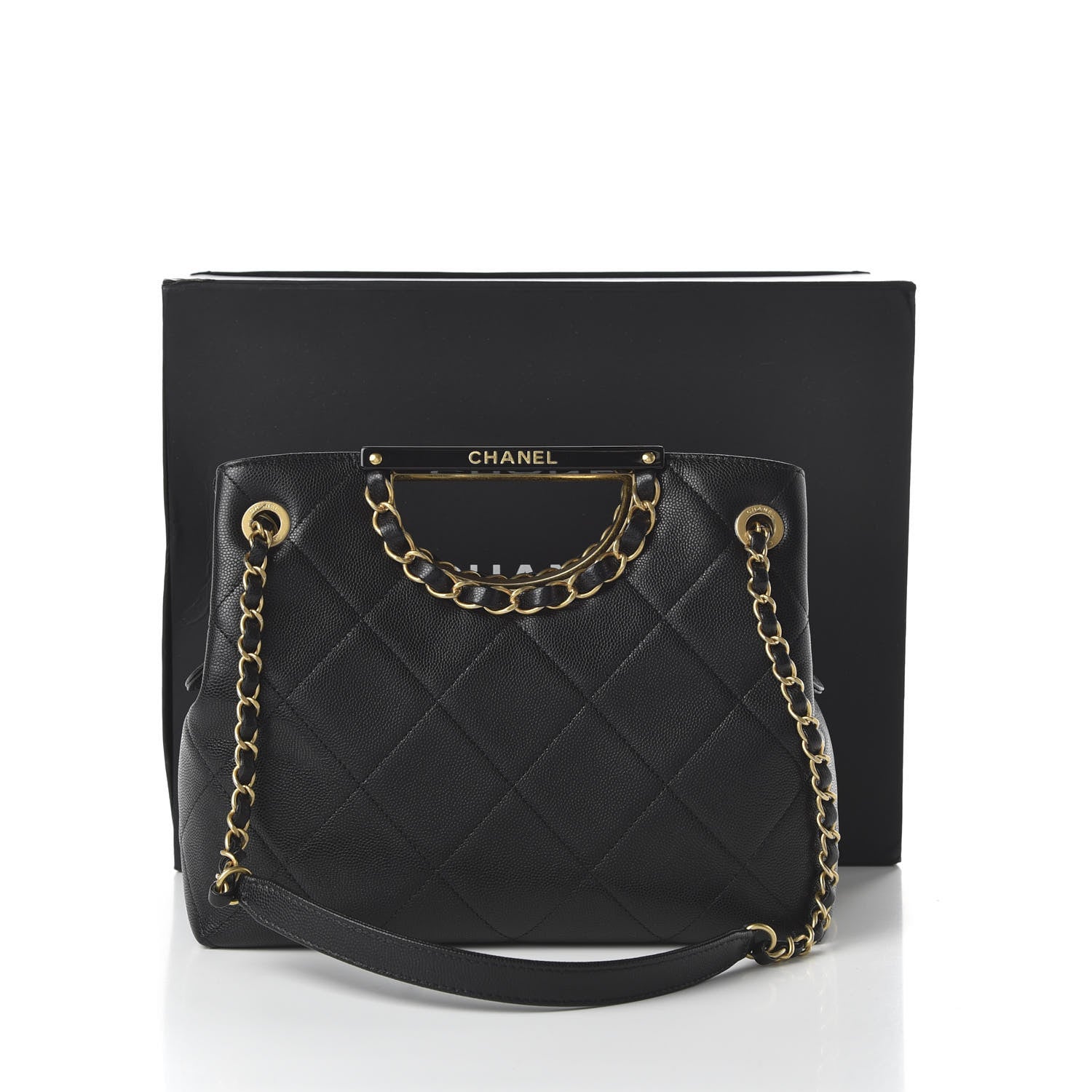 Chanel Caviar Quilted Large A Real Catch Shopping Bag Black 11 of 11