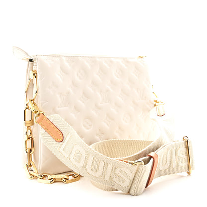Louis Vuitton Lambskin Embossed Monogram Coussin PM Beige Cream 3 of 10