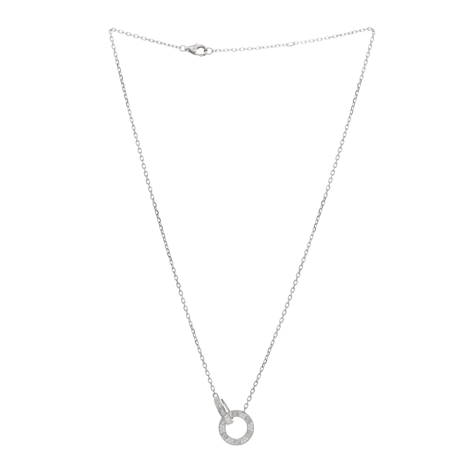 Cartier 18K White Gold Diamond Interlocking LOVE Paved Necklace 2 of 3