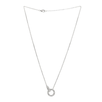 Cartier 18K White Gold Diamond Interlocking LOVE Paved Necklace 2 of 3