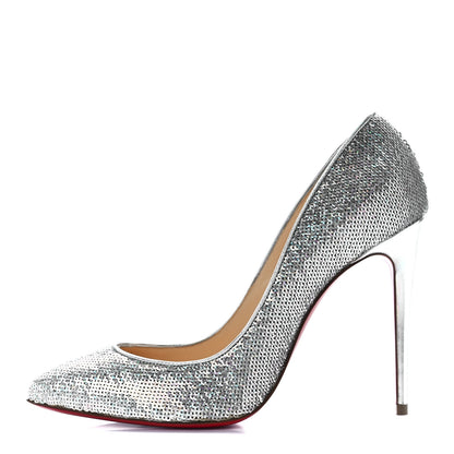 Christian Louboutin Paillettes Hotfix Specchio Pigalle Follies 100 Pumps 36.5 Silver 1 of 6