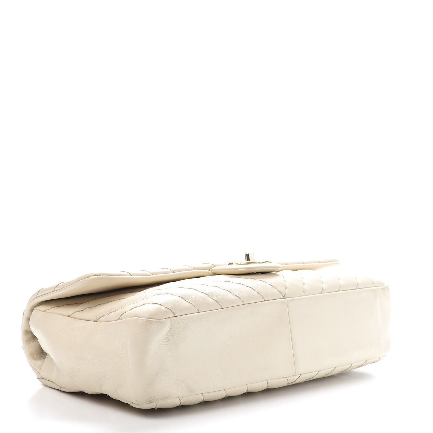Calfskin Surpique Chevron Large Flap Beige