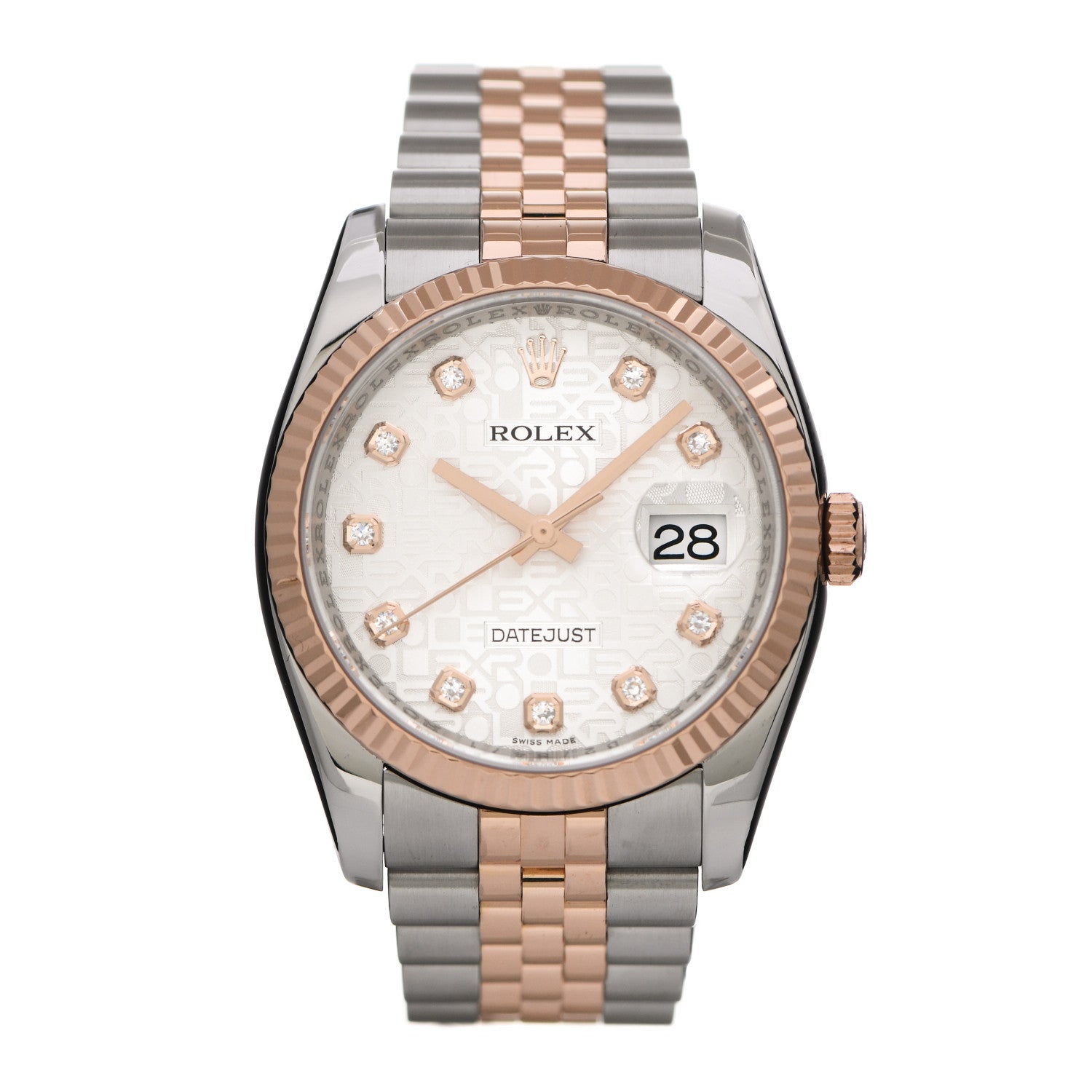 Rolex Stainless Steel 18K Everose Gold Diamond 36mm Oyster Perpetual Datejust Watch Silver Jubilee 116231 1 of 6