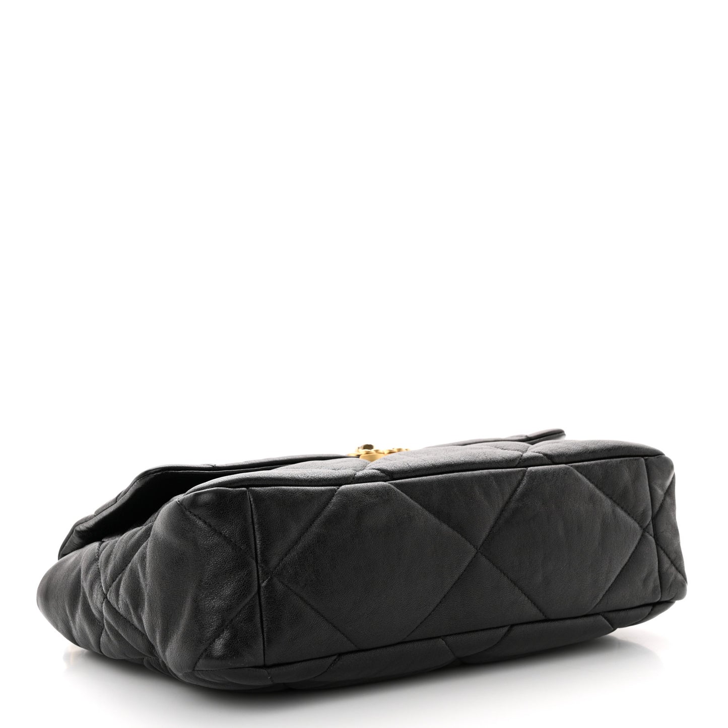 Shiny Goatskin Quilted Large Chanel 19 Flap Black