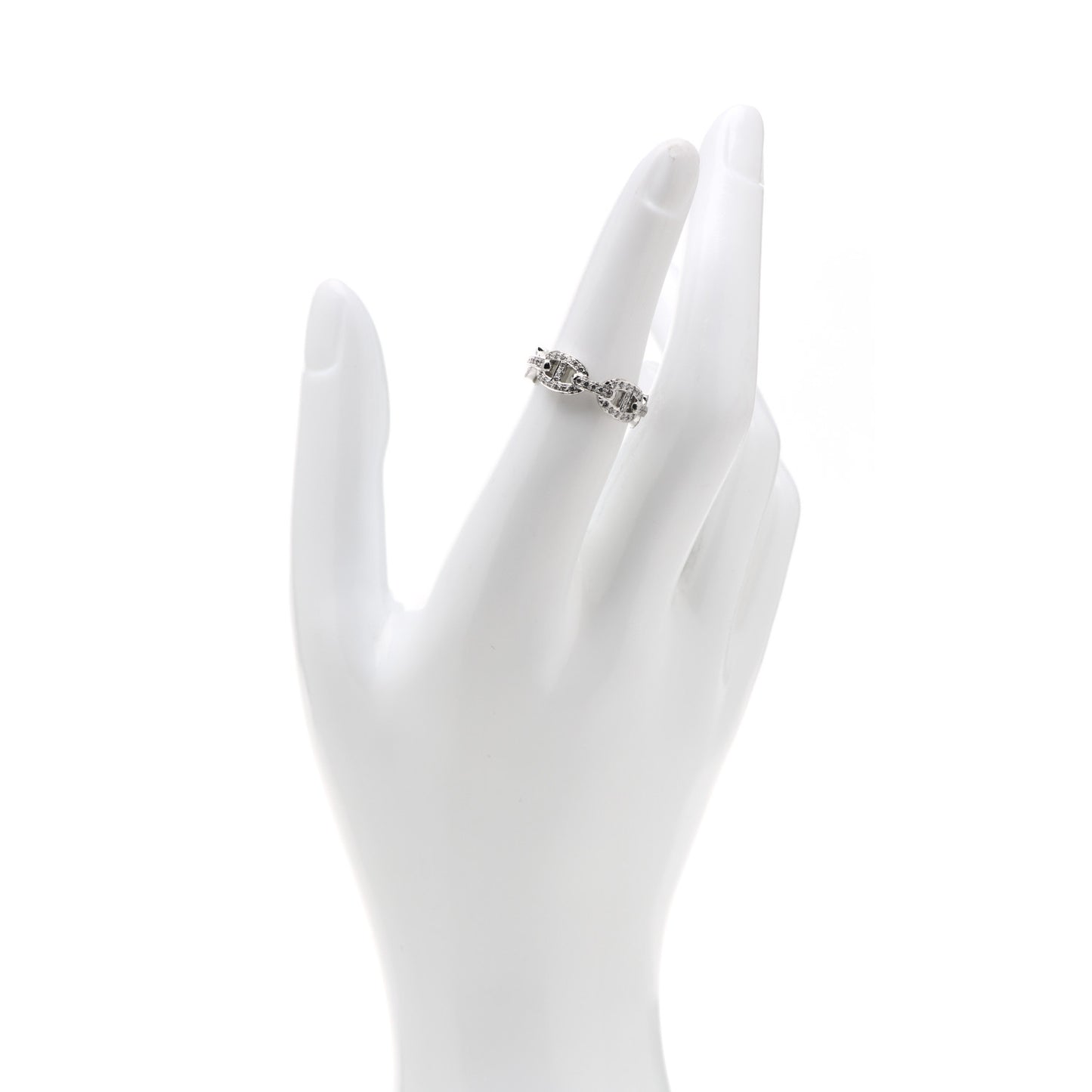 18K White Gold Diamond Chaine d'Ancre Ring 52 6