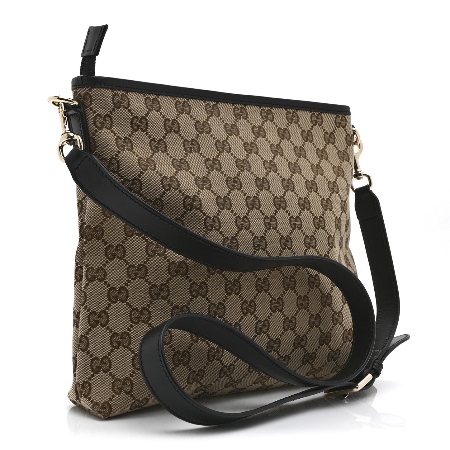 GG Monogram Web Flat Messenger Bag Black