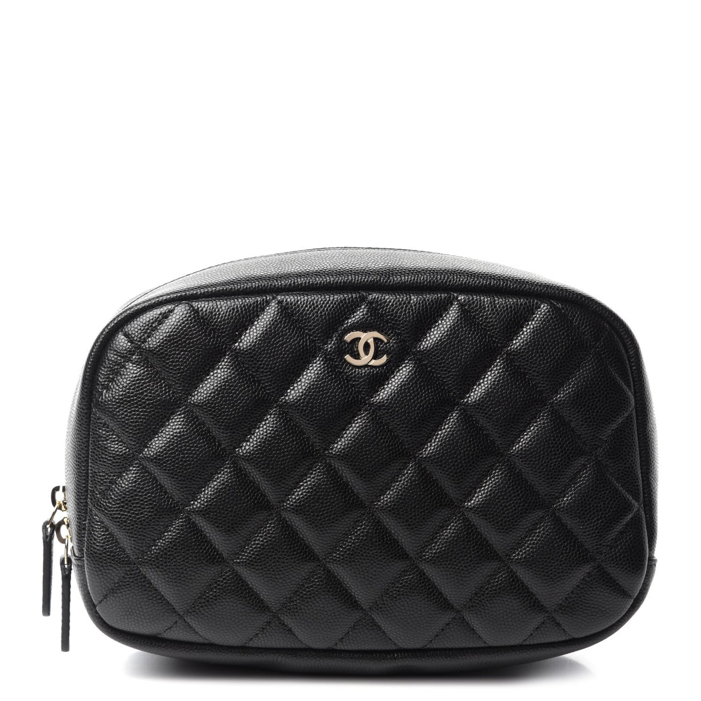 Caviar Quilted Curvy Pouch Cosmetic Case Black