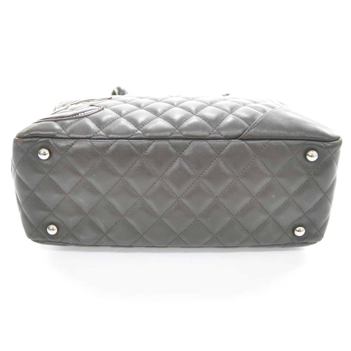 Calfskin Quilted Large Cambon Bowler Dark Brown