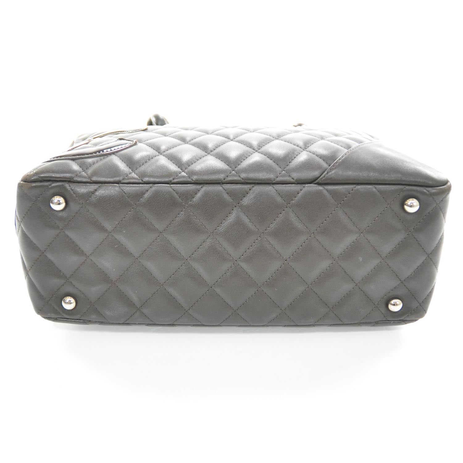 Chanel Calfskin Quilted Large Cambon Bowler Dark Brown 4 of 10