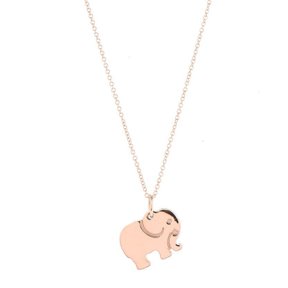 Tiffany 18K Rose Gold Elephant Never Forgets Pendant Necklace 1 of 8