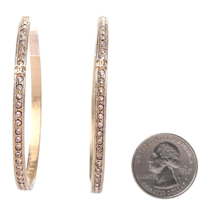 Chanel Crystal CC Hoop Earrings Pale Pink Gold 2 of 4