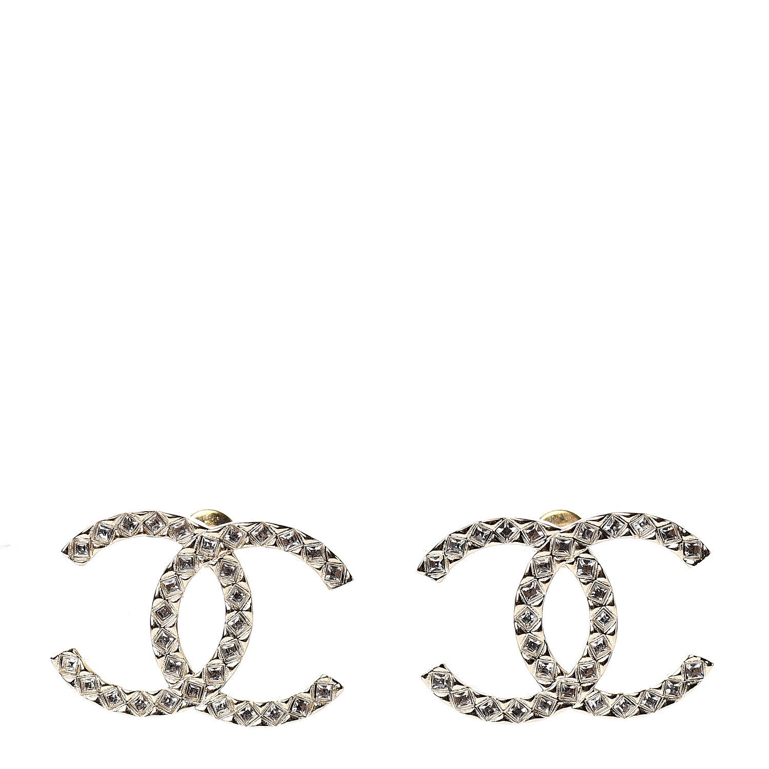 Chanel Baguette Crystal High Society CC Earrings Gold 1 of 5