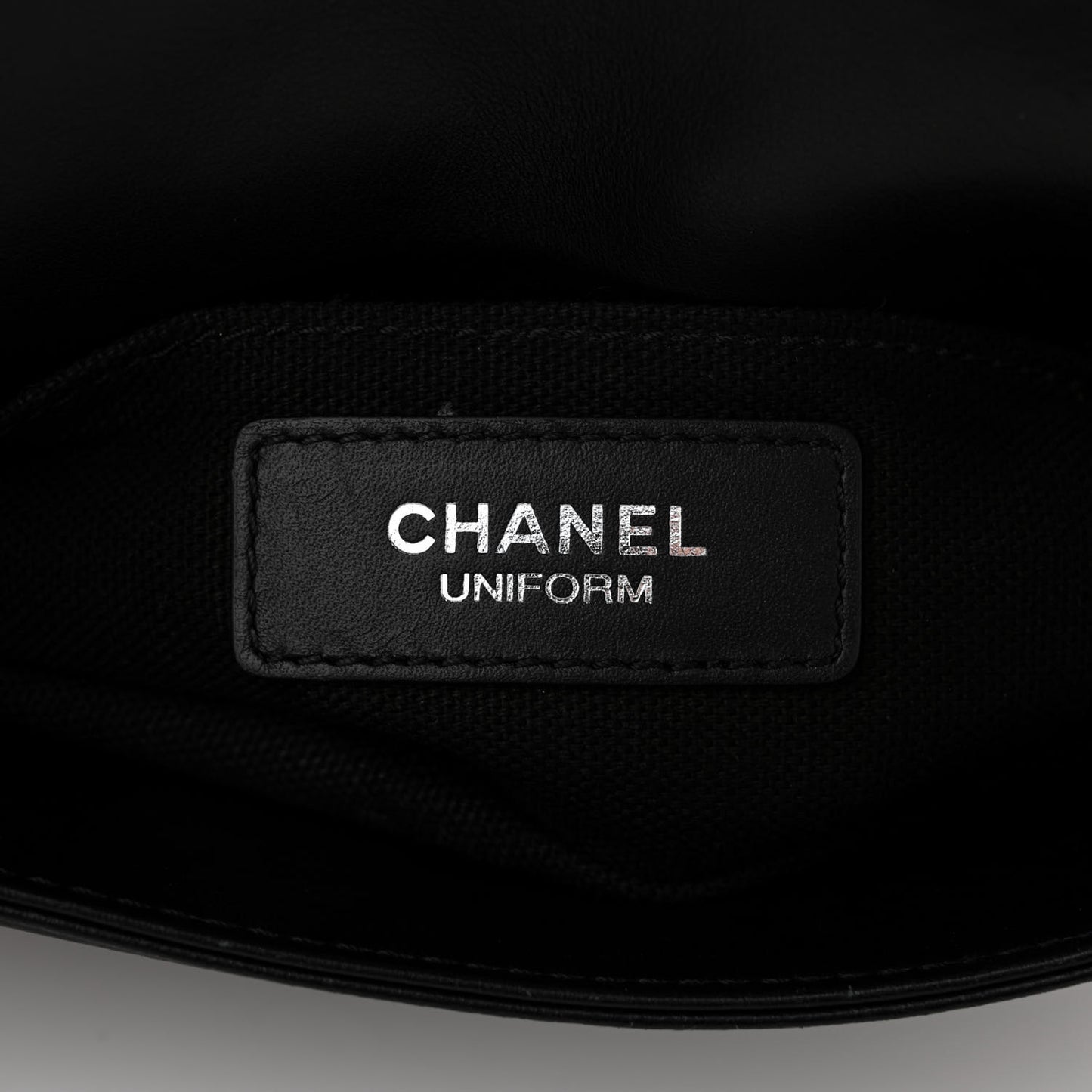 Calfskin Quilted CC Uniform Flap Belt Bag Black