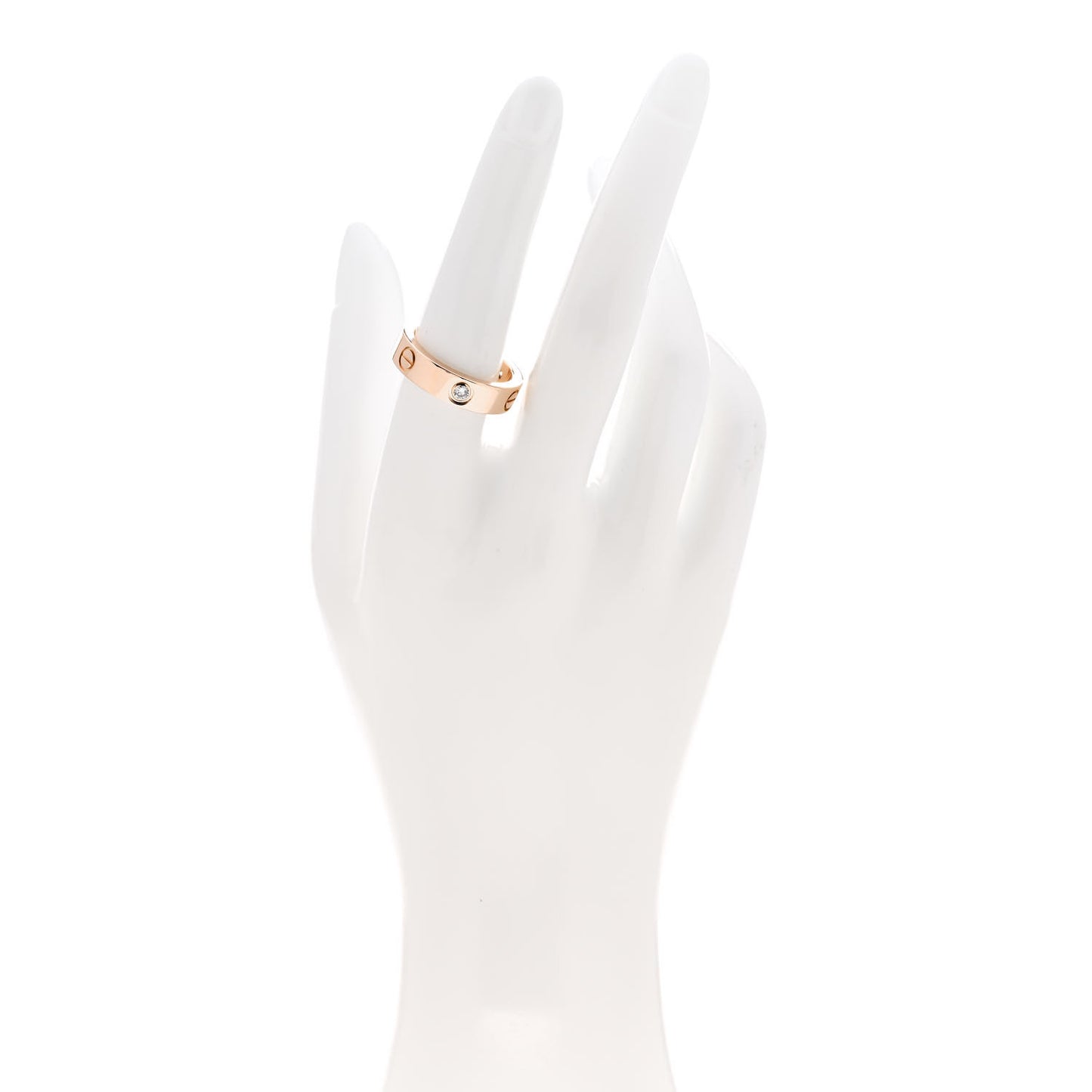 18K Pink Gold 3 Diamond 5.5mm LOVE Ring 56 7.75